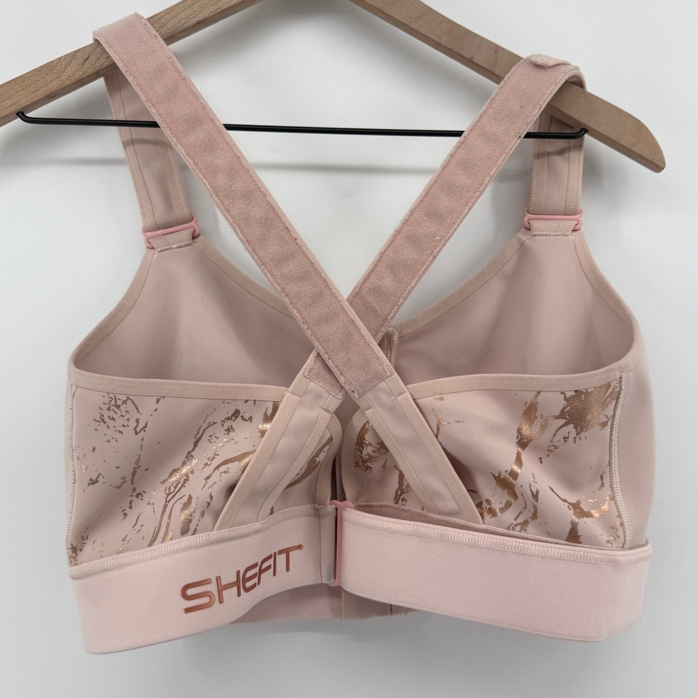 Shefit Flex Sports Bra Front Close Pink 3Luxe 3XL Medium Impact Hook Loop Straps - Picture 3 of 7